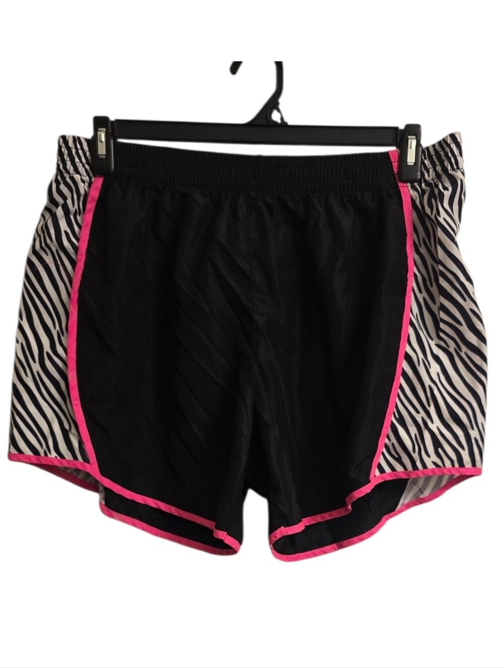 Activewear By Jennifer Lauren Retro Black Pink Zebra Striped Workout Shorts 2X